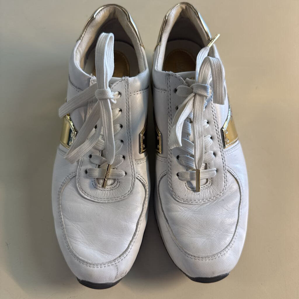 Michael Kors White/ Gold Allie Trainer Sneakers6.5