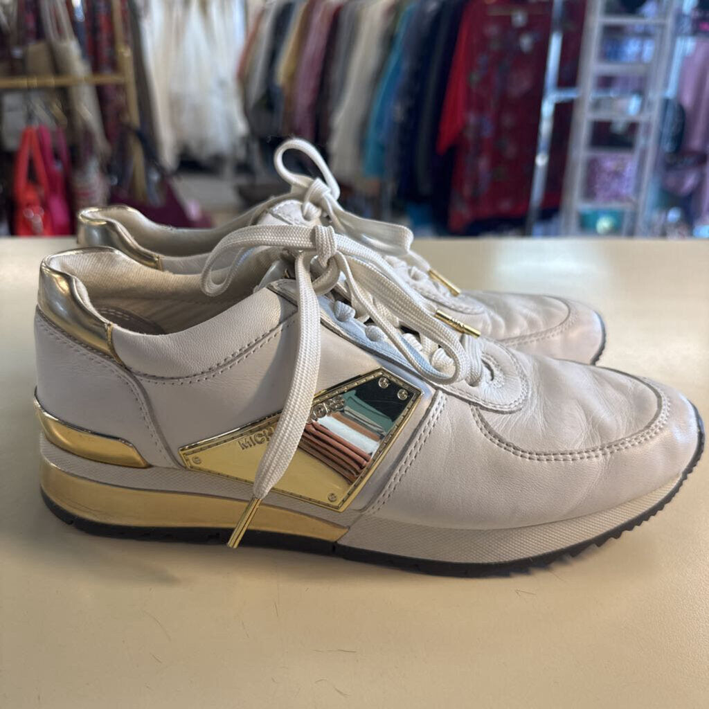 Michael Kors White/ Gold Allie Trainer Sneakers6.5