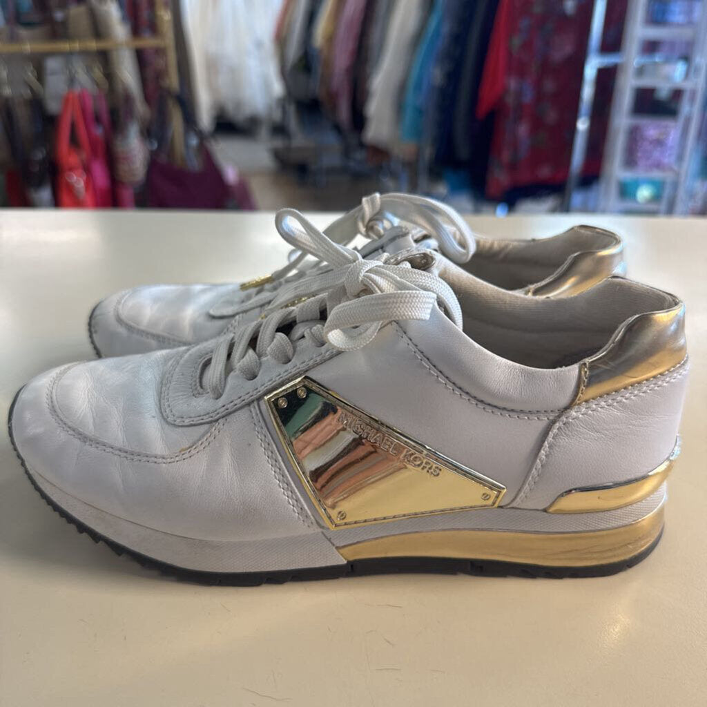 Michael Kors White/ Gold Allie Trainer Sneakers6.5