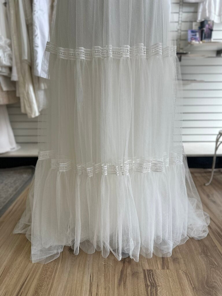 Melissa Sweet Tiered Skirt Boho Wedding Dress 16W