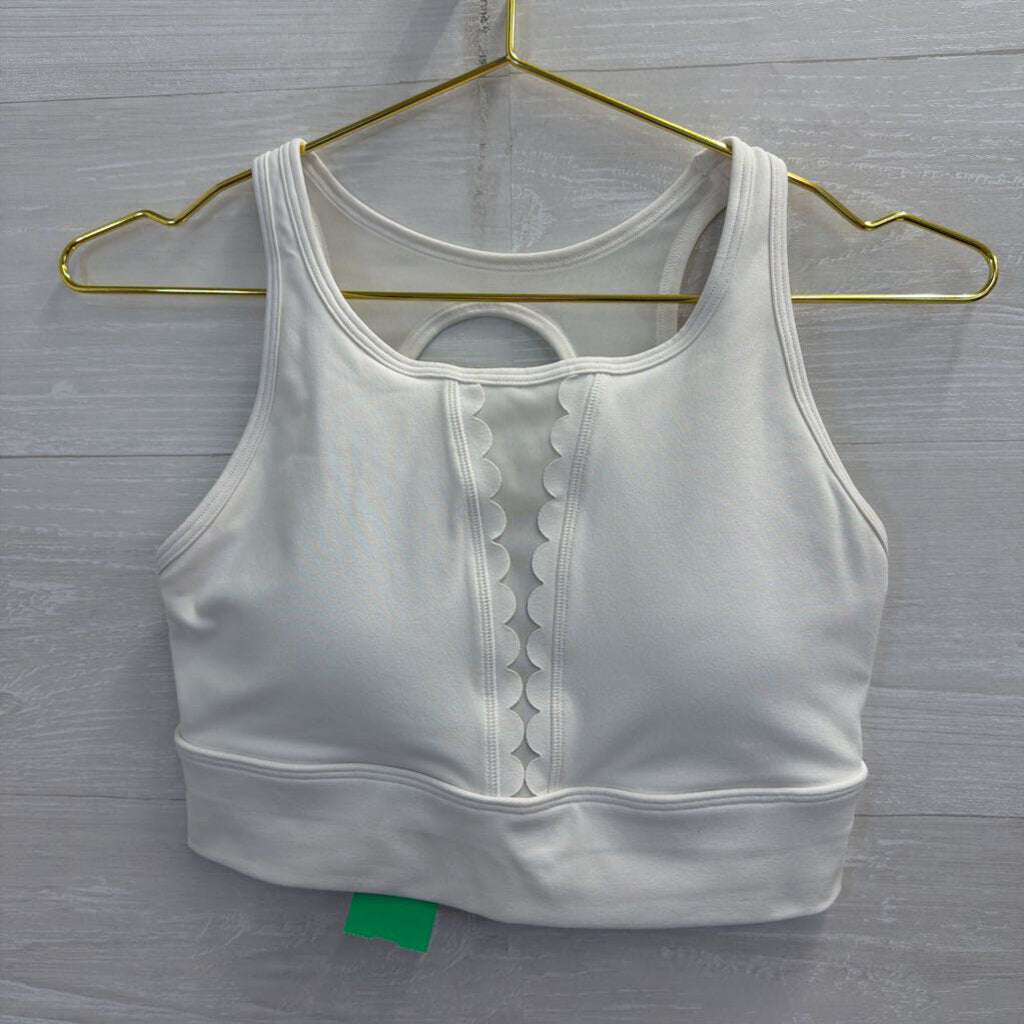 Calia White Sports Bra with Scalloped Design M