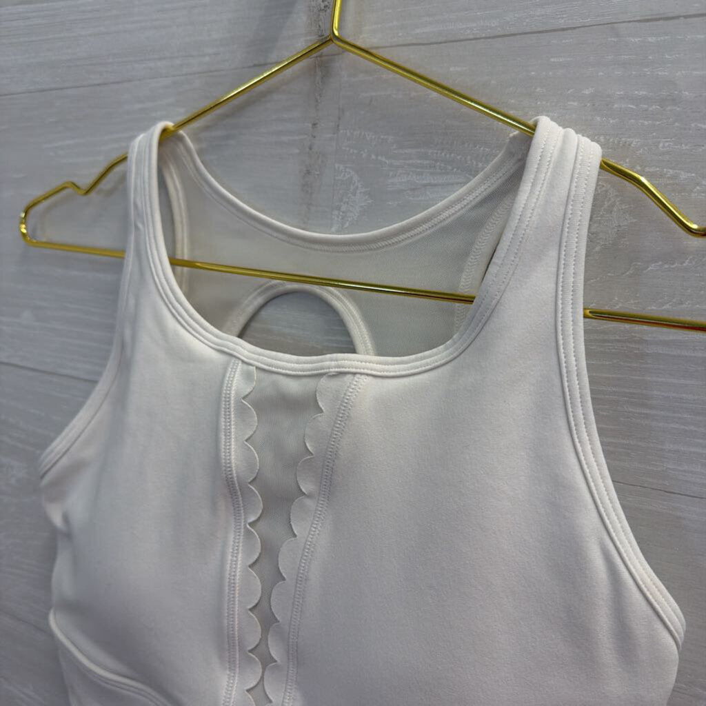 Calia White Sports Bra with Scalloped Design M