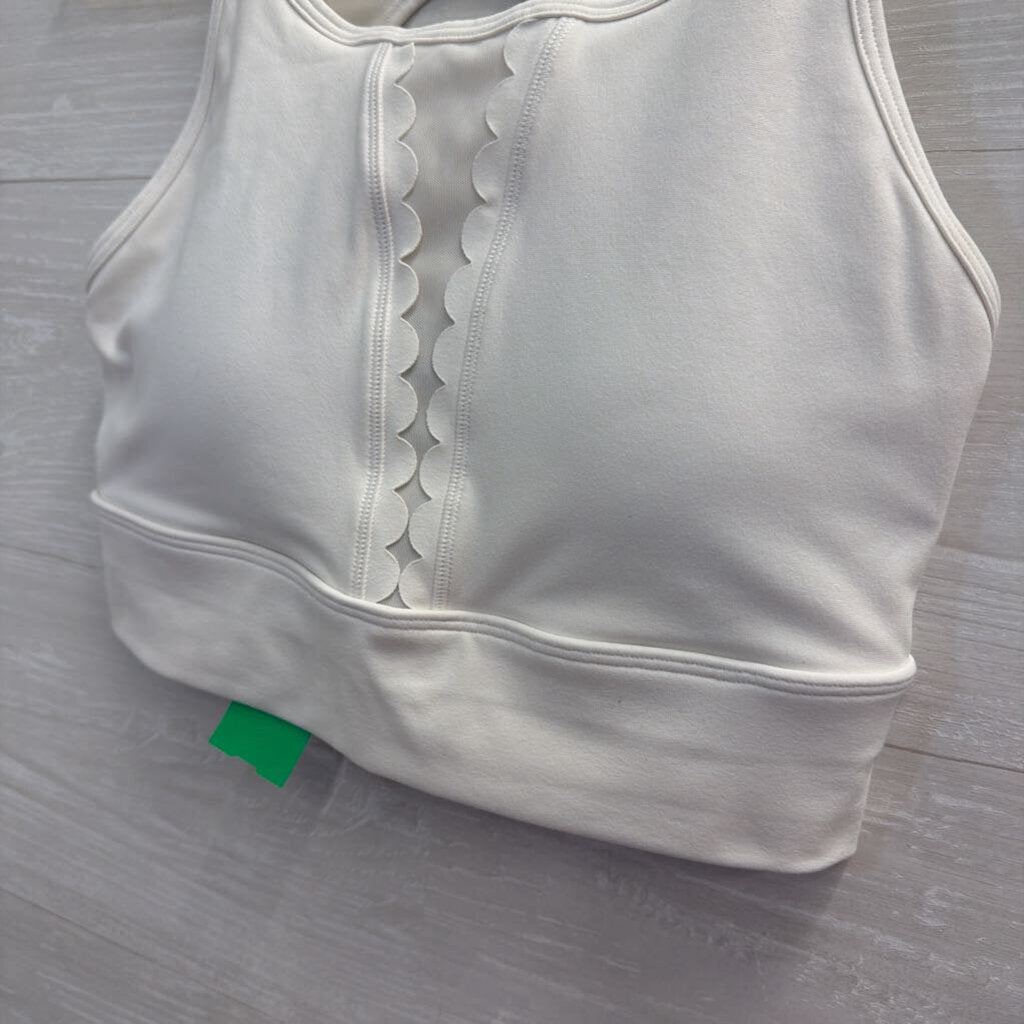 Calia White Sports Bra with Scalloped Design M