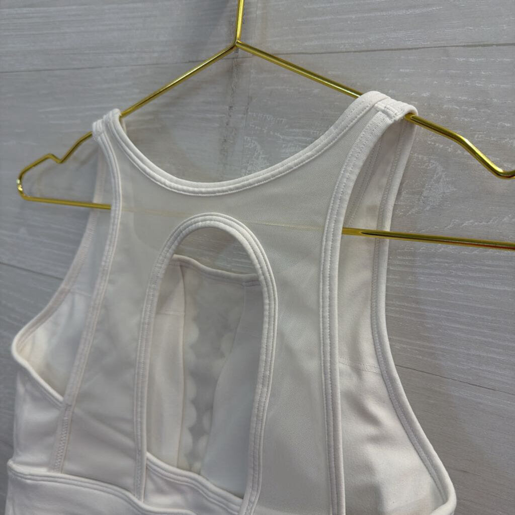 Calia White Sports Bra with Scalloped Design M
