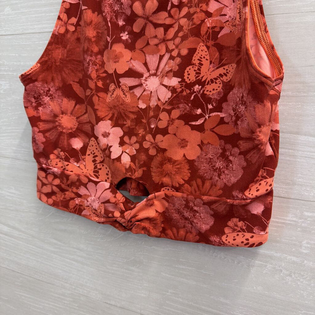 Offline Red/Coral Butterfly Printed Crop Top