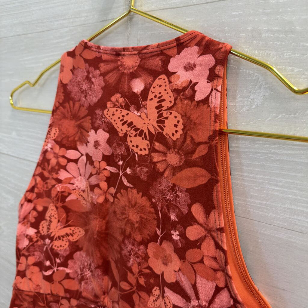 Offline Red/Coral Butterfly Printed Crop Top