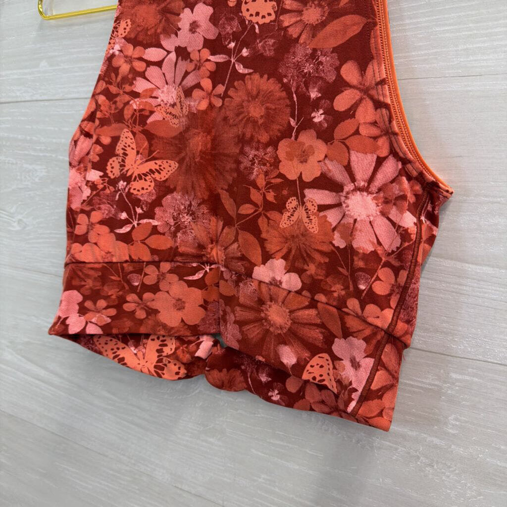 Offline Red/Coral Butterfly Printed Crop Top