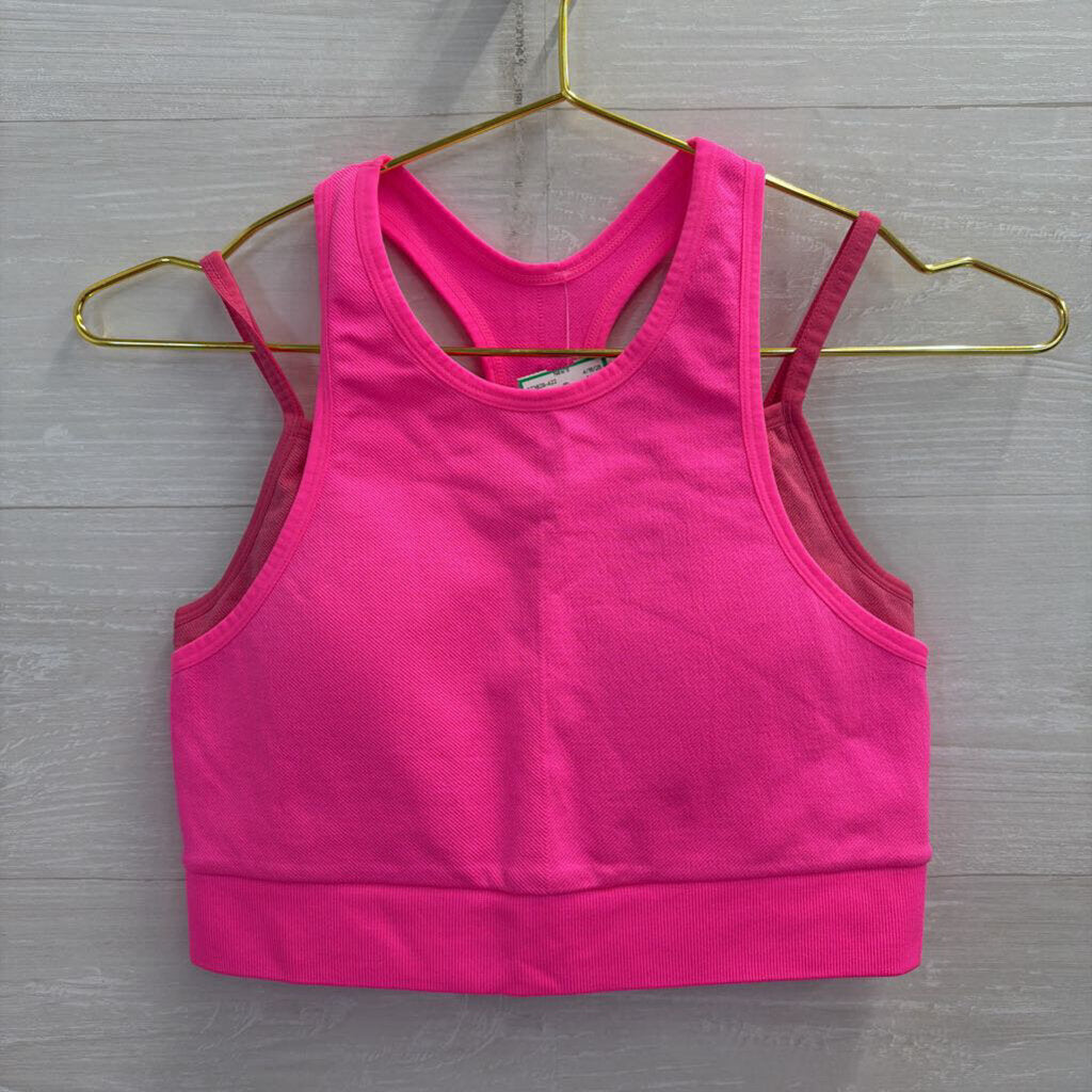 Hot Pink Layered Sports Bra Medium