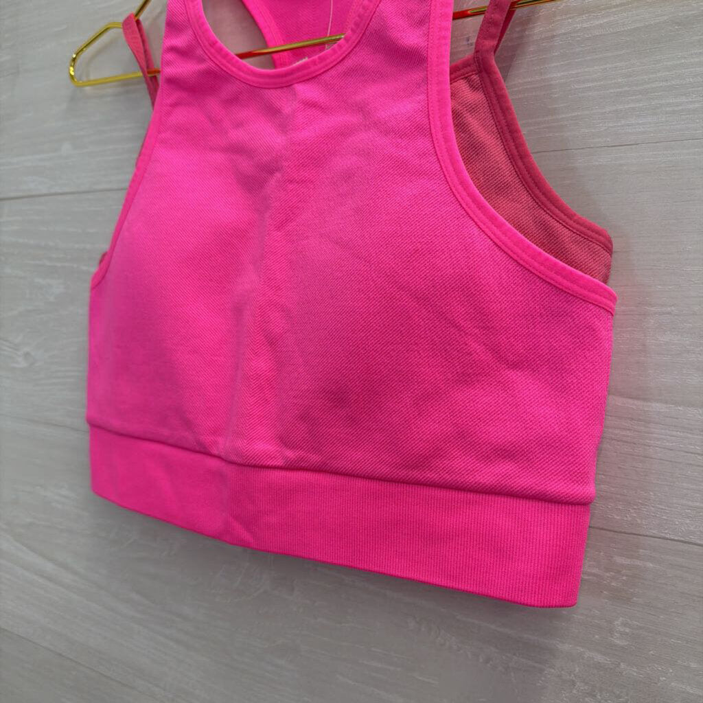 Hot Pink Layered Sports Bra Medium
