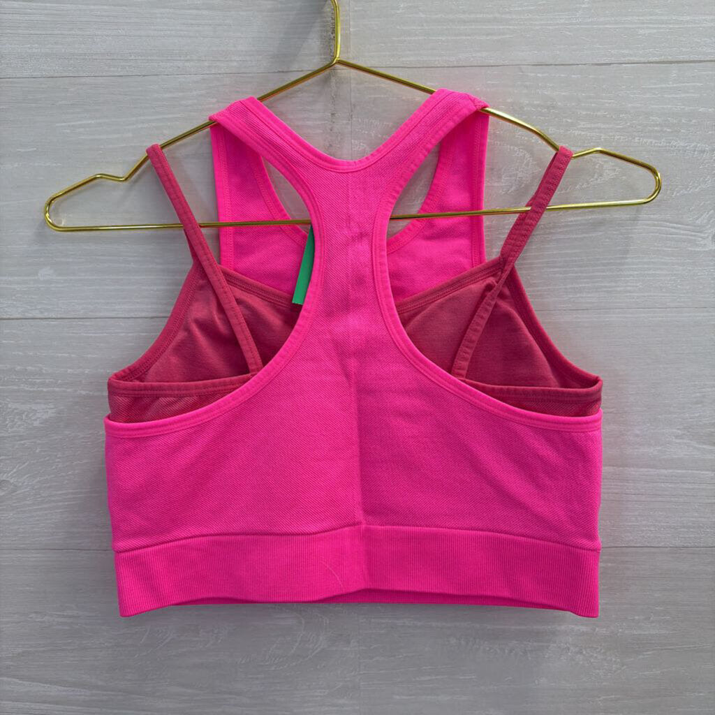 Hot Pink Layered Sports Bra Medium