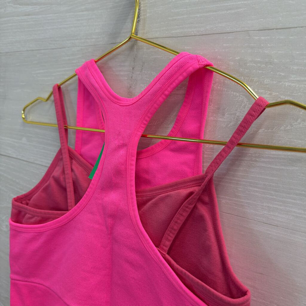 Hot Pink Layered Sports Bra Medium