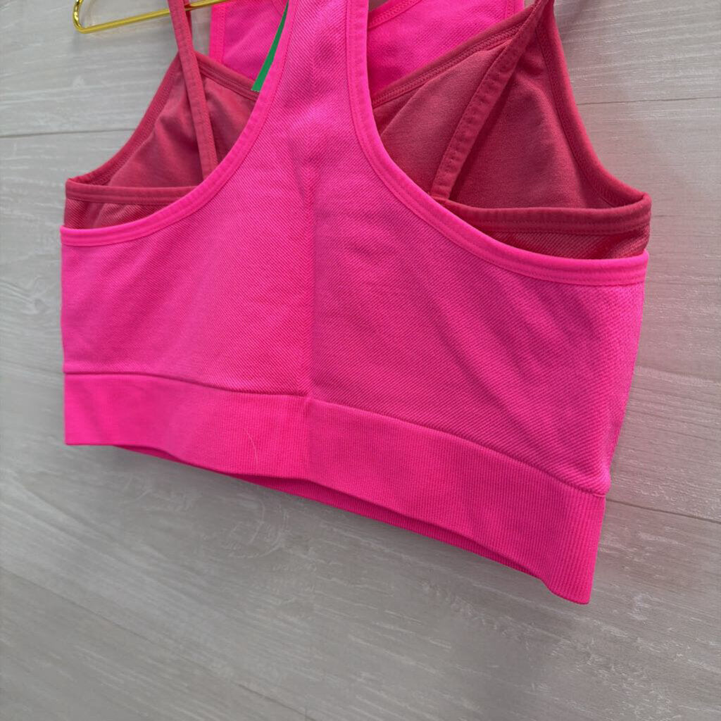 Hot Pink Layered Sports Bra Medium