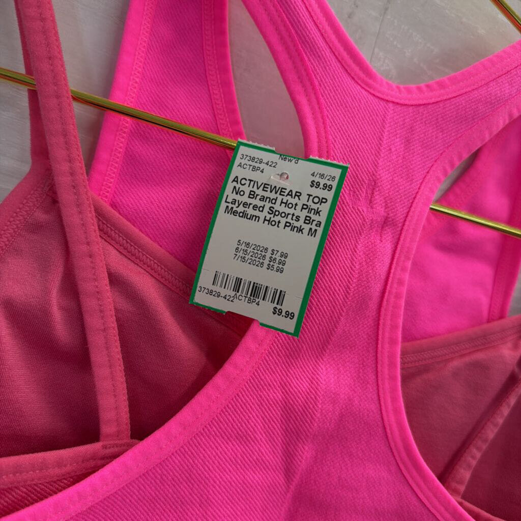 Hot Pink Layered Sports Bra Medium