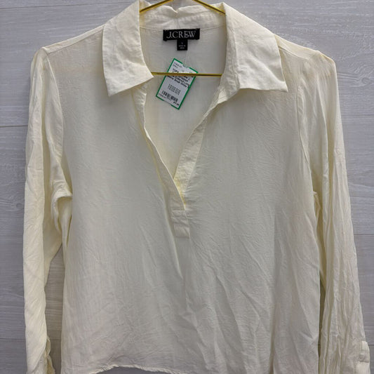 J. Crew Cropped White Collared Long Sleeve Small