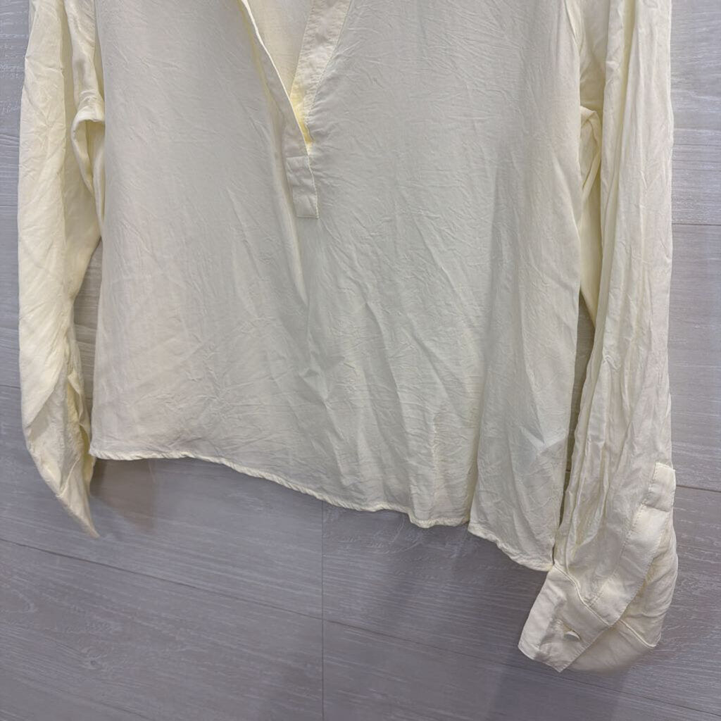 J. Crew Cropped White Collared Long Sleeve Small