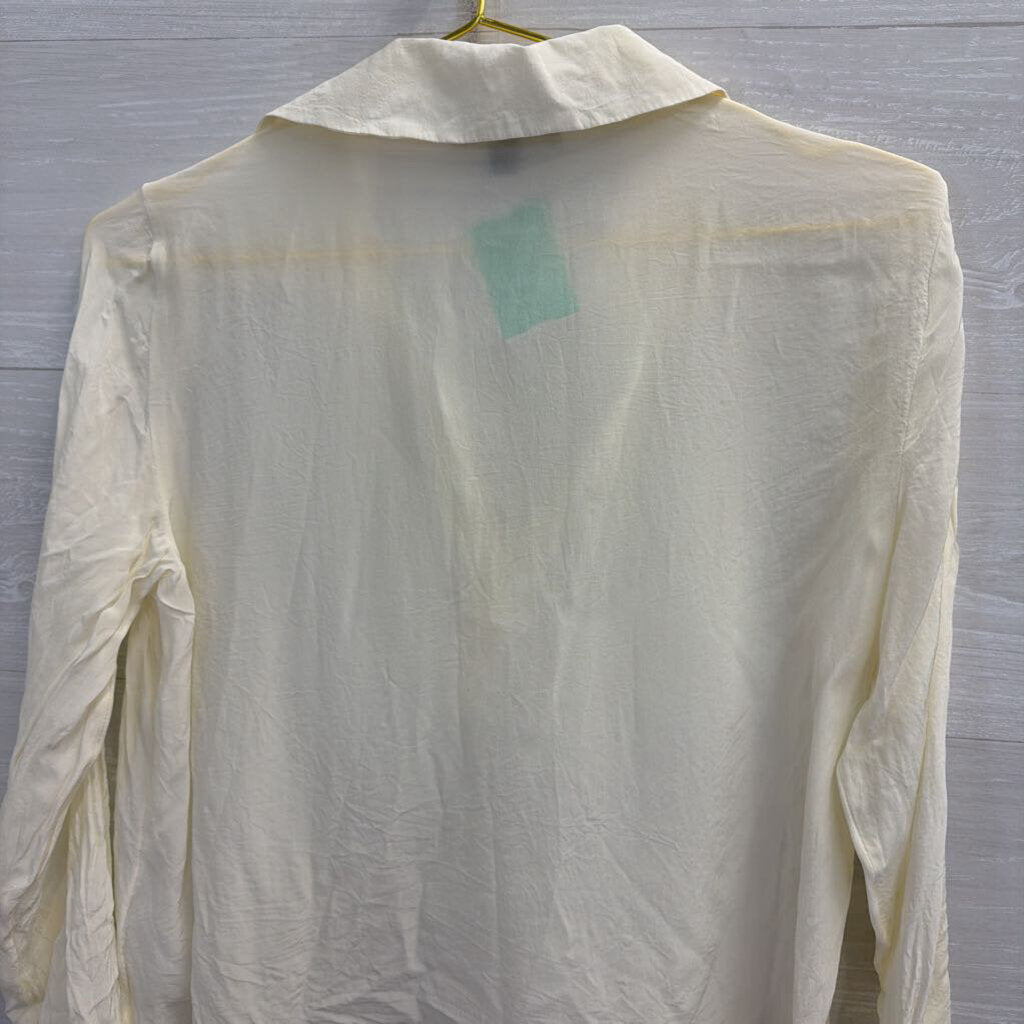 J. Crew Cropped White Collared Long Sleeve Small