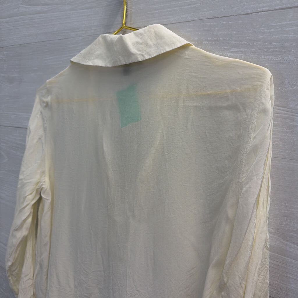 J. Crew Cropped White Collared Long Sleeve Small