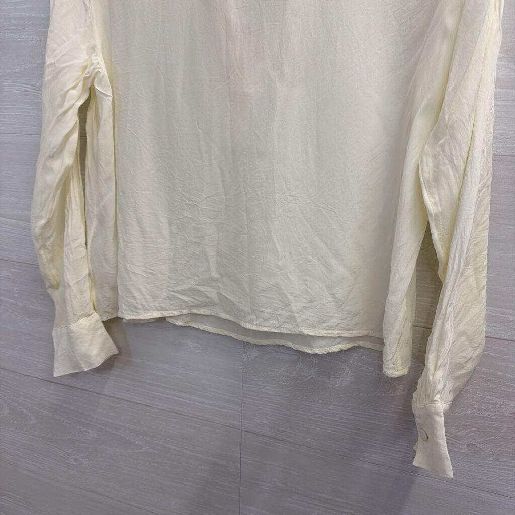 J. Crew Cropped White Collared Long Sleeve Small
