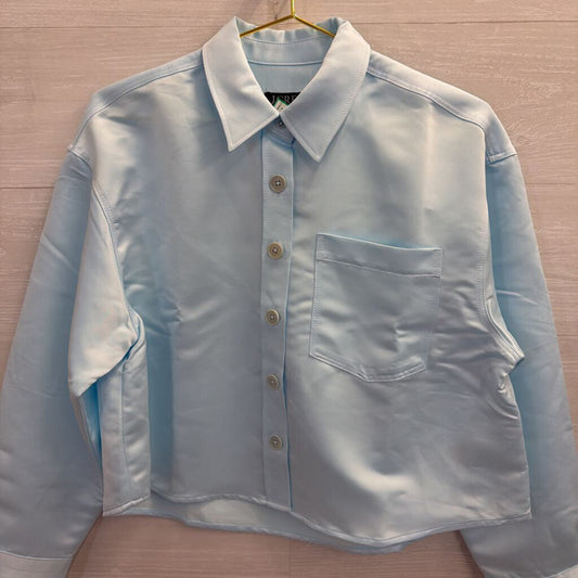 J. Crew NWT Etienne Blue Cropped Long Sleeve Button Down Small