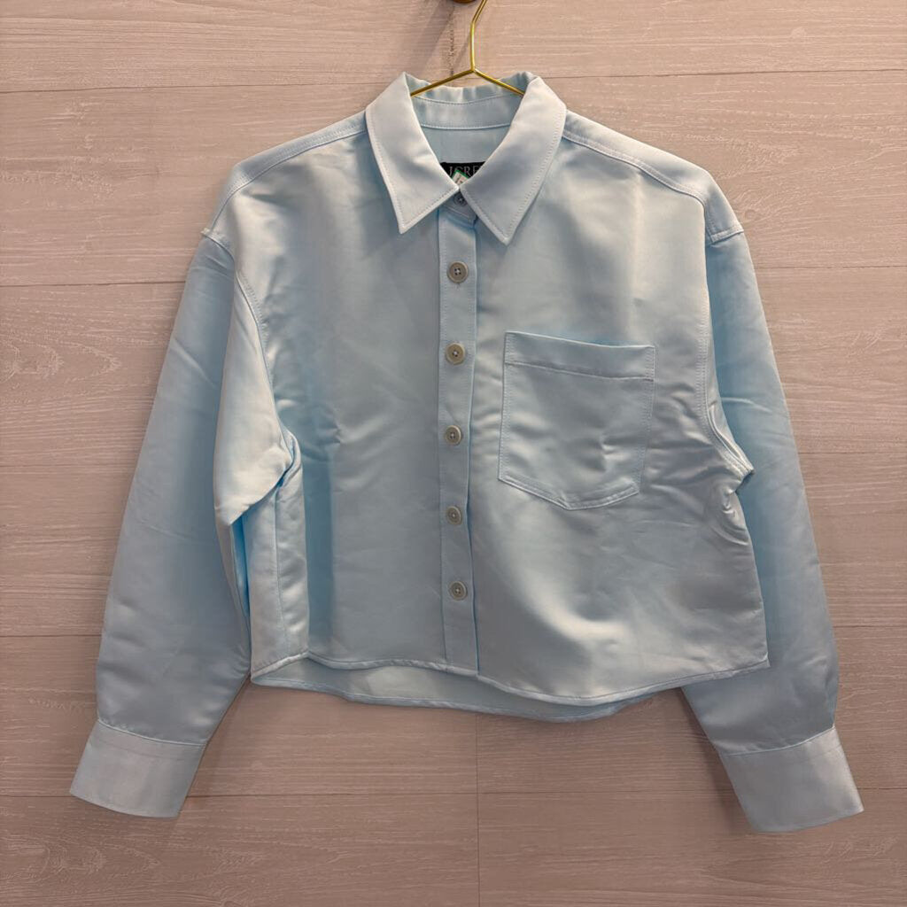 J. Crew NWT Etienne Blue Cropped Long Sleeve Button Down Small