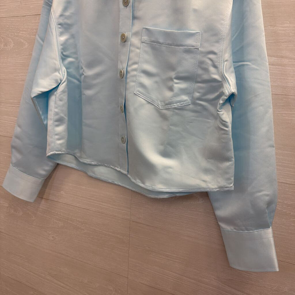 J. Crew NWT Etienne Blue Cropped Long Sleeve Button Down Small