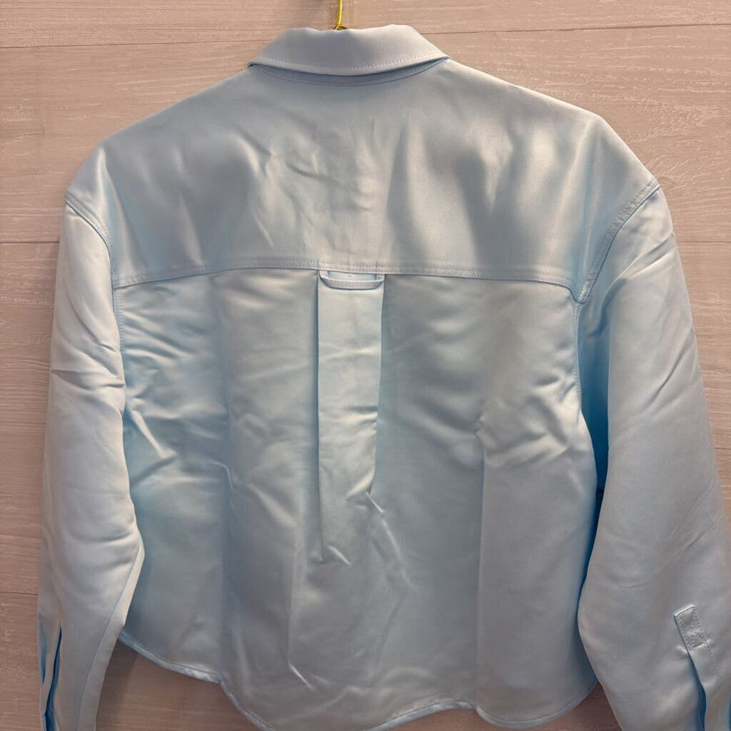J. Crew NWT Etienne Blue Cropped Long Sleeve Button Down Small