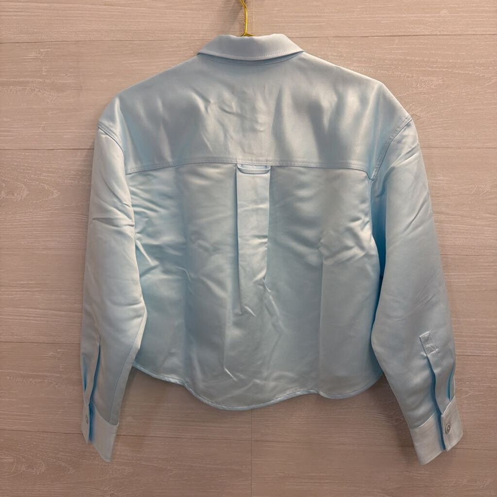 J. Crew NWT Etienne Blue Cropped Long Sleeve Button Down Small