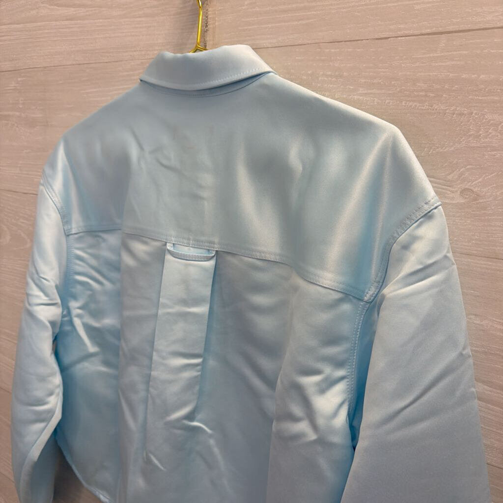 J. Crew NWT Etienne Blue Cropped Long Sleeve Button Down Small