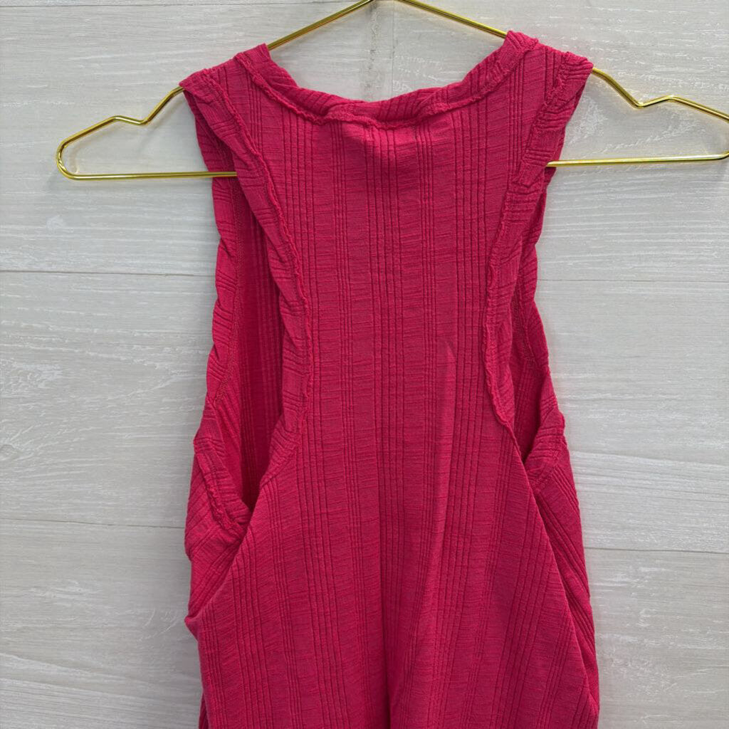 Anthropologie Pilcro Hot Pink Ribbed Tank Medium
