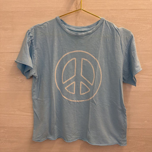 Blue Peace Sign Graphic Tee Small