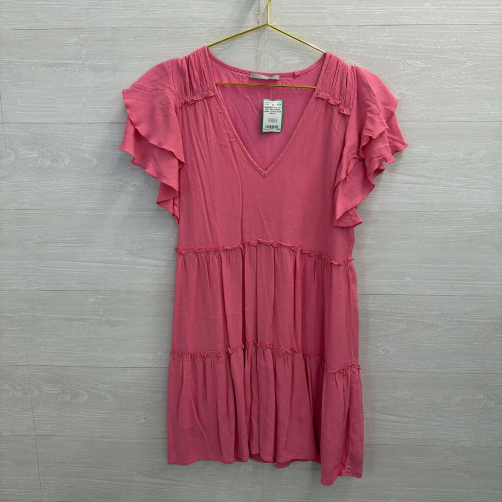 Tart Pink Tiered Short Sleeve Dress Small