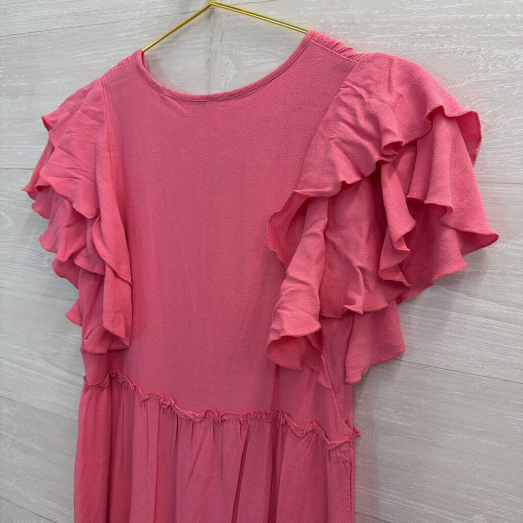 Tart Pink Tiered Short Sleeve Dress Small