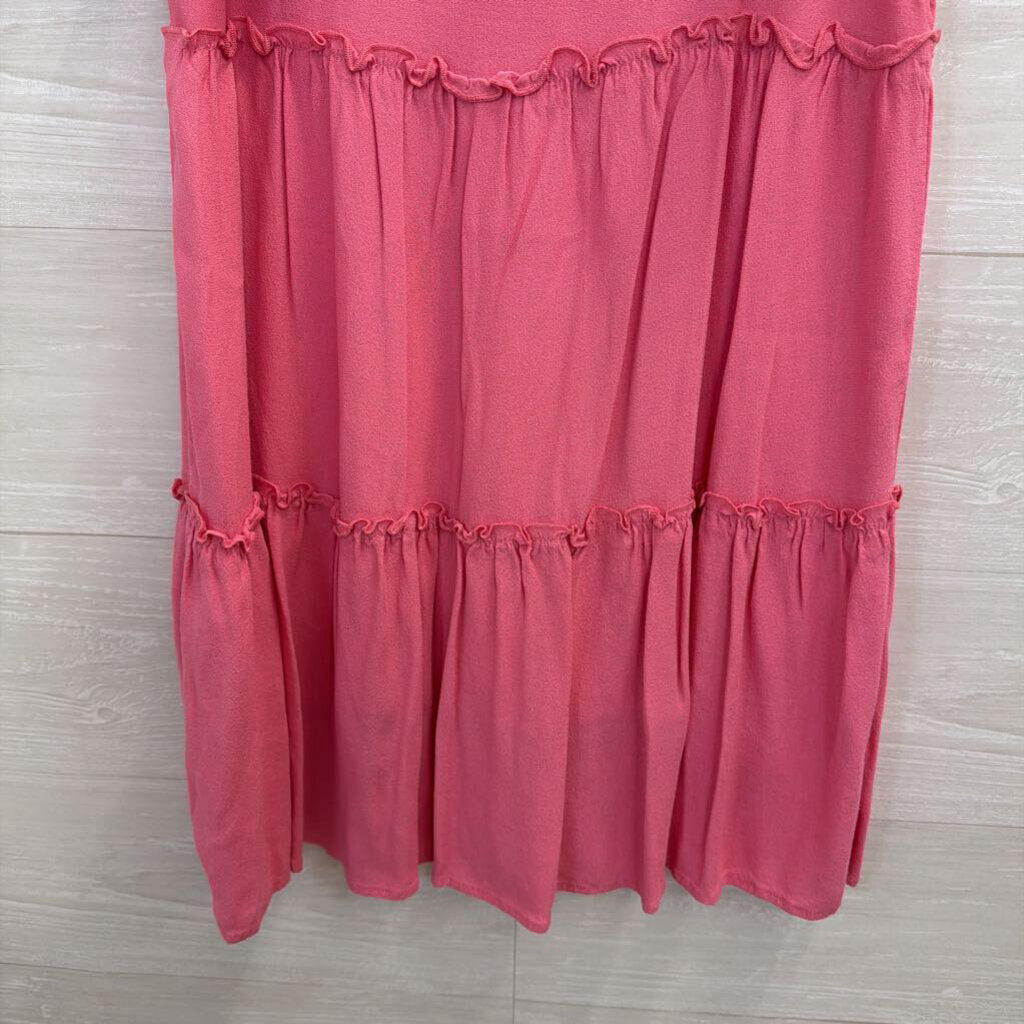 Tart Pink Tiered Short Sleeve Dress Small