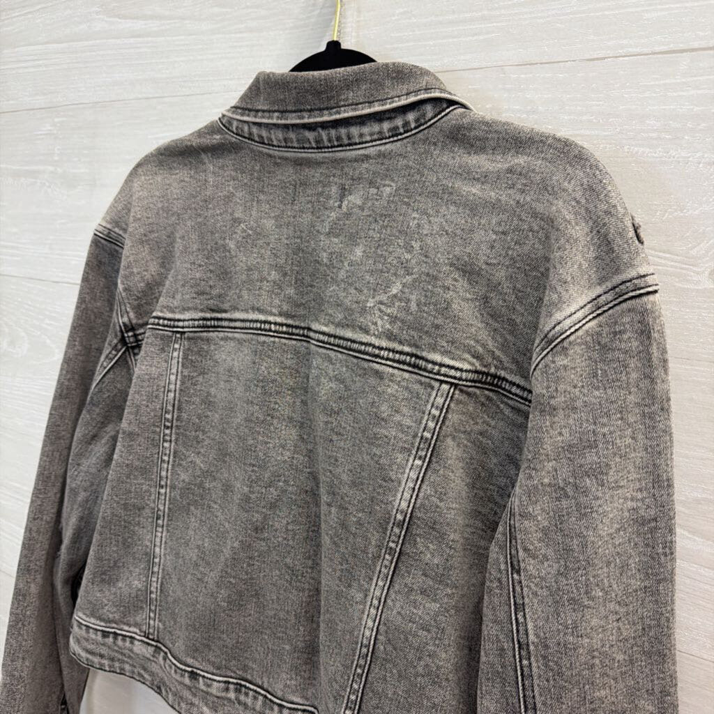 Express Grey Denim Embellished Jacket Medium