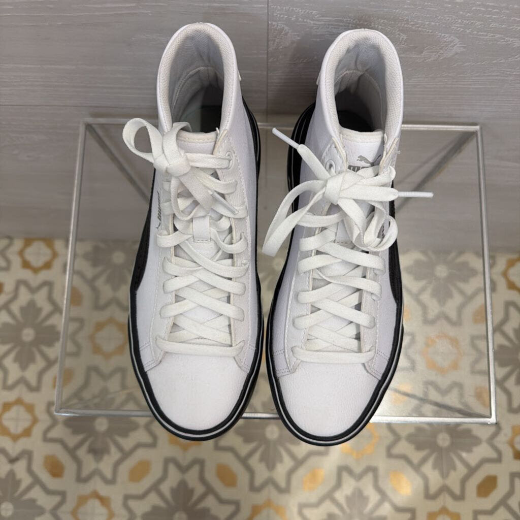 Puma White and Black Kaia Mid Platform Sneakers 7.5