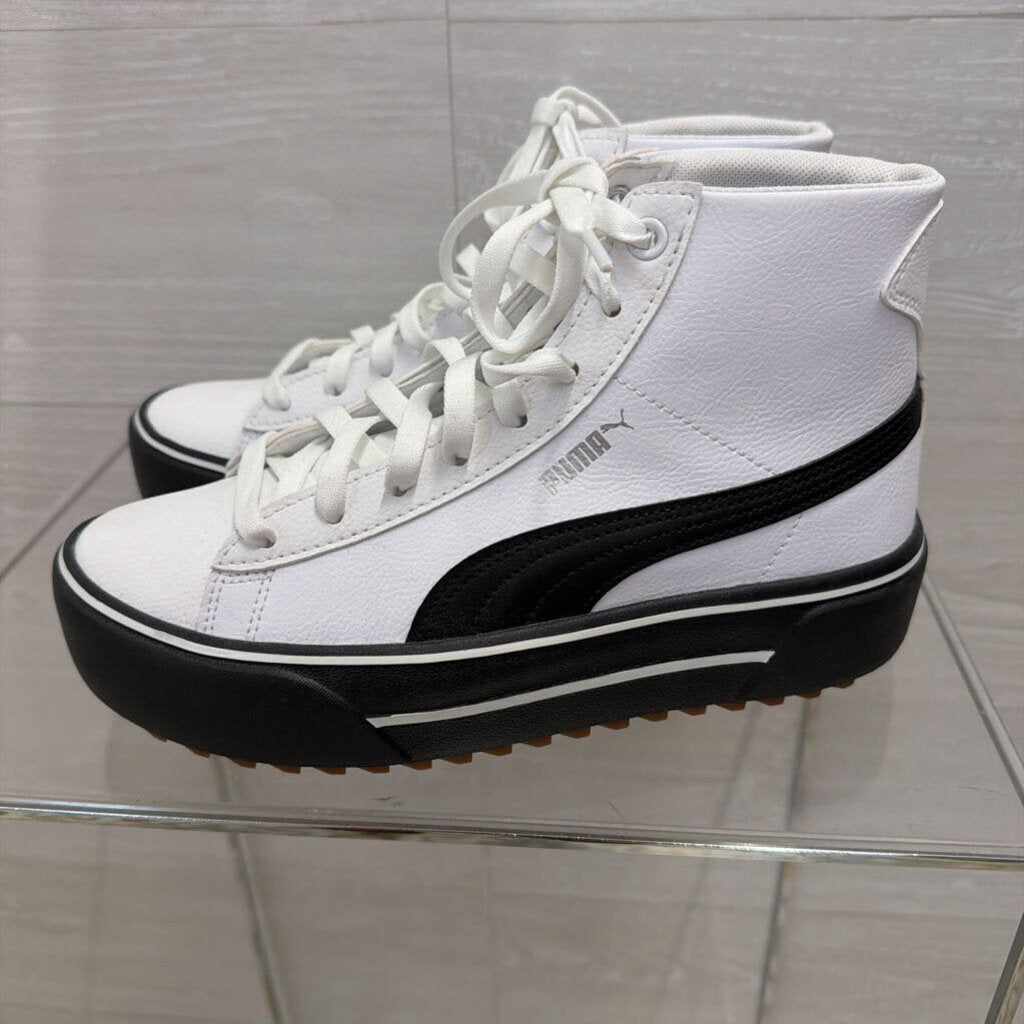 Puma White and Black Kaia Mid Platform Sneakers 7.5