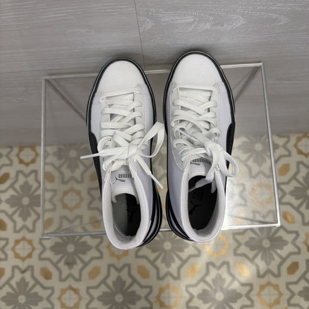 Puma White and Black Kaia Mid Platform Sneakers 7.5
