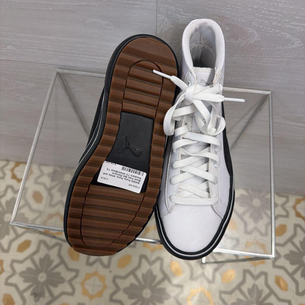 Puma White and Black Kaia Mid Platform Sneakers 7.5