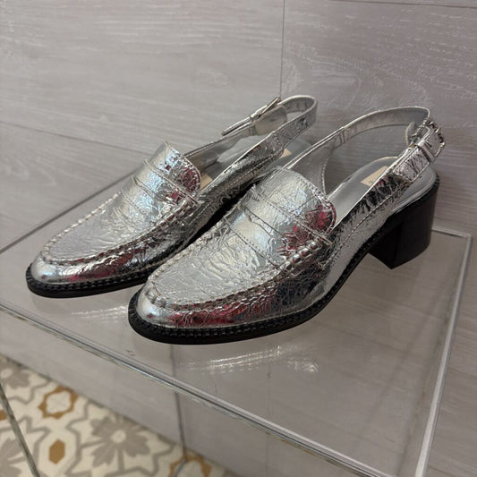 Dolce Vita Silver Heeled Loafers 8.0