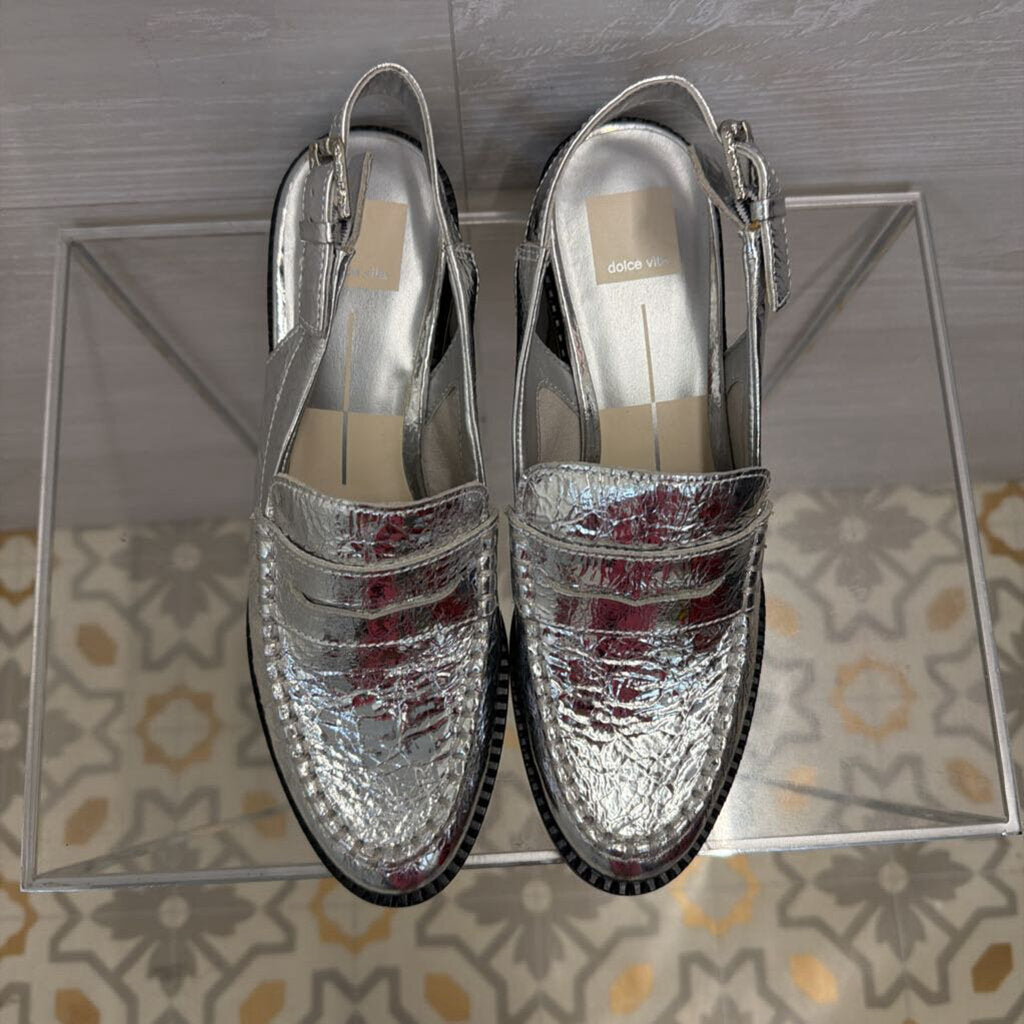Dolce Vita Silver Heeled Loafers 8.0