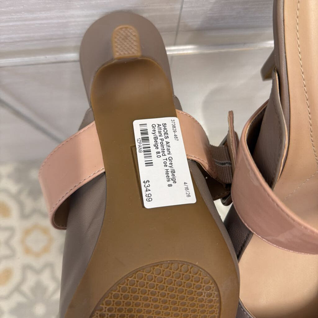 Grey/Beige Alfani Pointed Toe Heels 8