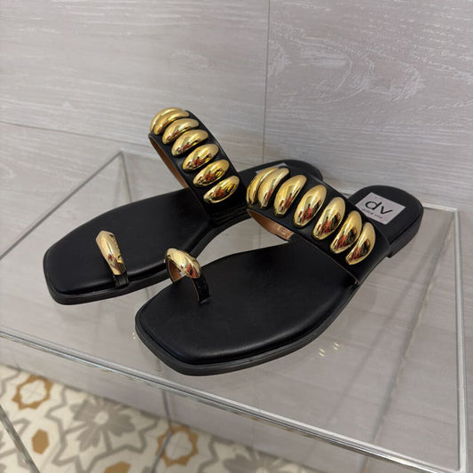 Dolce Vita Black/Gold Sandals 8