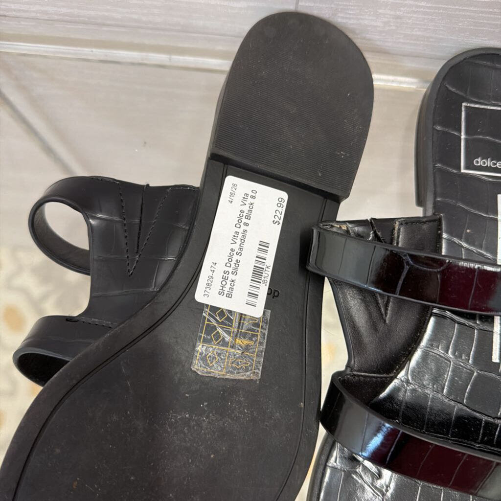 Dolce Vita Black Slide Sandals 8