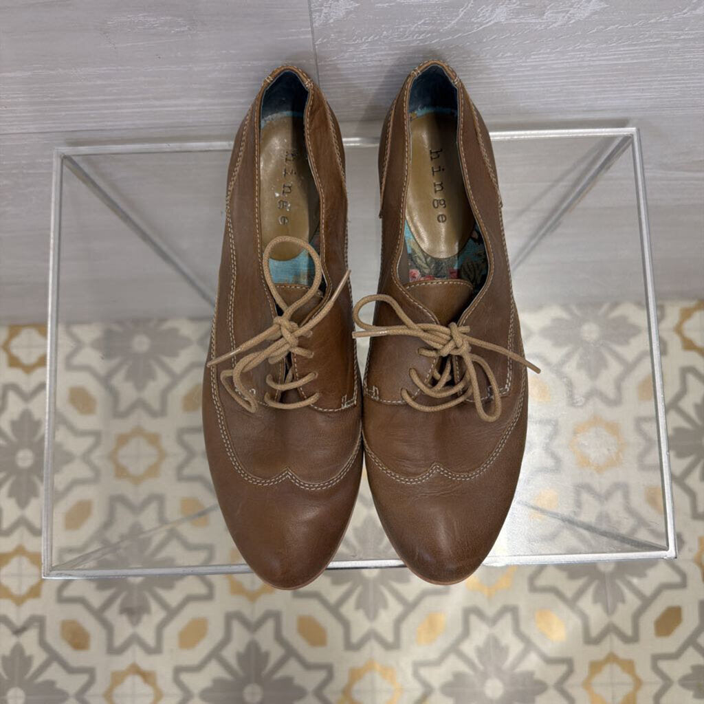 Hinge Brown Leather Oxford Shoes 8.5