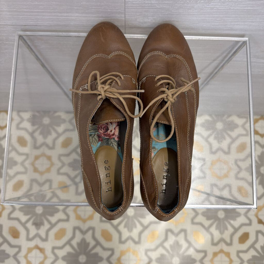 Hinge Brown Leather Oxford Shoes 8.5