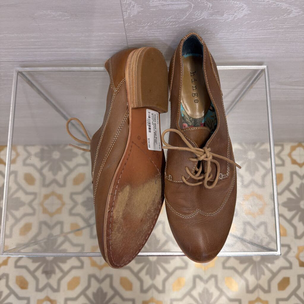 Hinge Brown Leather Oxford Shoes 8.5