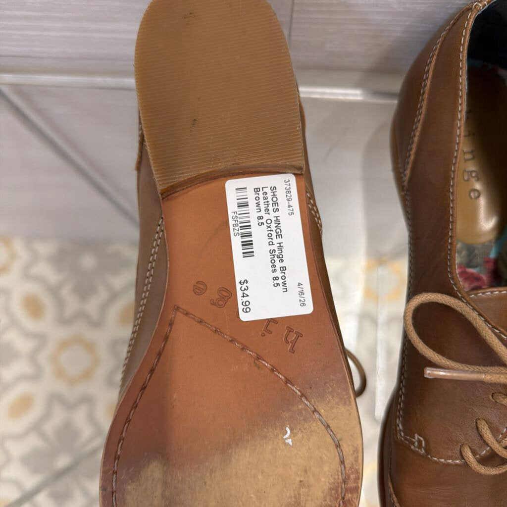 Hinge Brown Leather Oxford Shoes 8.5
