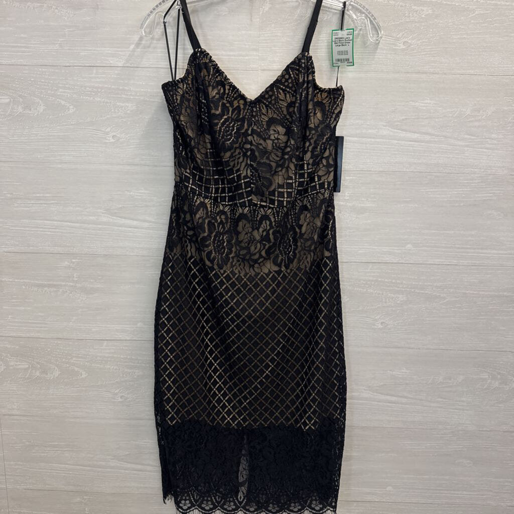 Lulu's Black Ruched Midi Fitted Dress Large