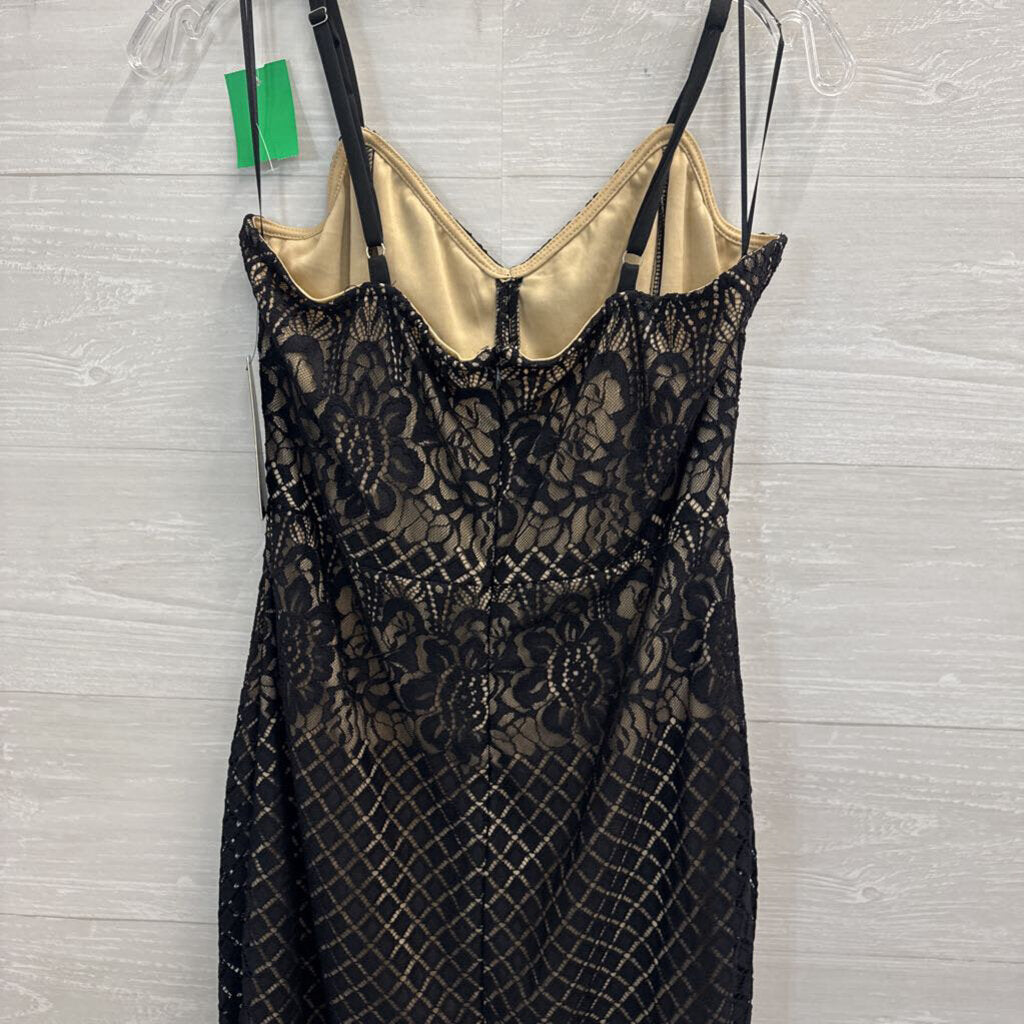 Lulu's Black Ruched Midi Fitted Dress Large