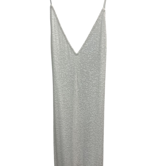Lulu's White Sequin Long Formal with Low Back and Train Large